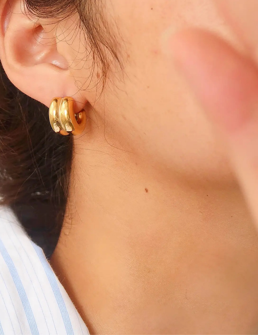 Emma Non-Tarnish Double C-Hoop Earring - Tres Chic Boutique