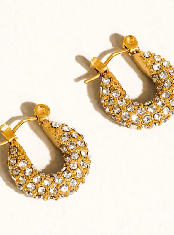 Joleen 18K Gold Non-Tarnish Glam Cz Hoop Earring