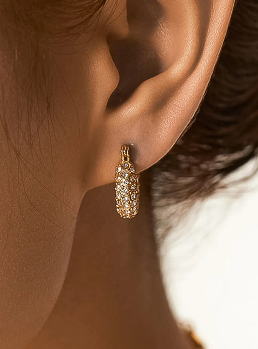 Joleen 18K Gold Non-Tarnish Glam Cz Hoop Earring