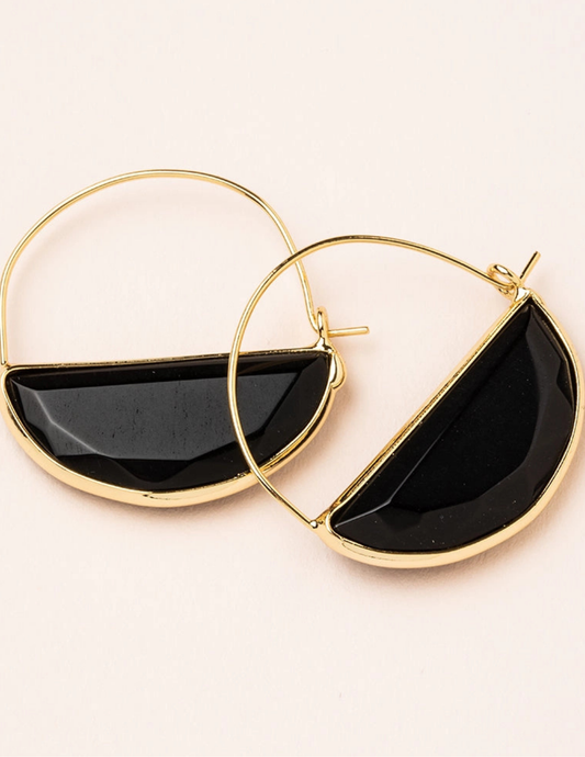 Stone Prism Hoop - Black Spinel/Gold