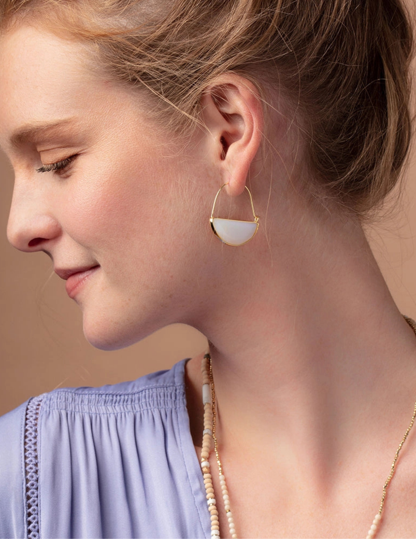 Stone Prism Hoop - Opalite/Gold