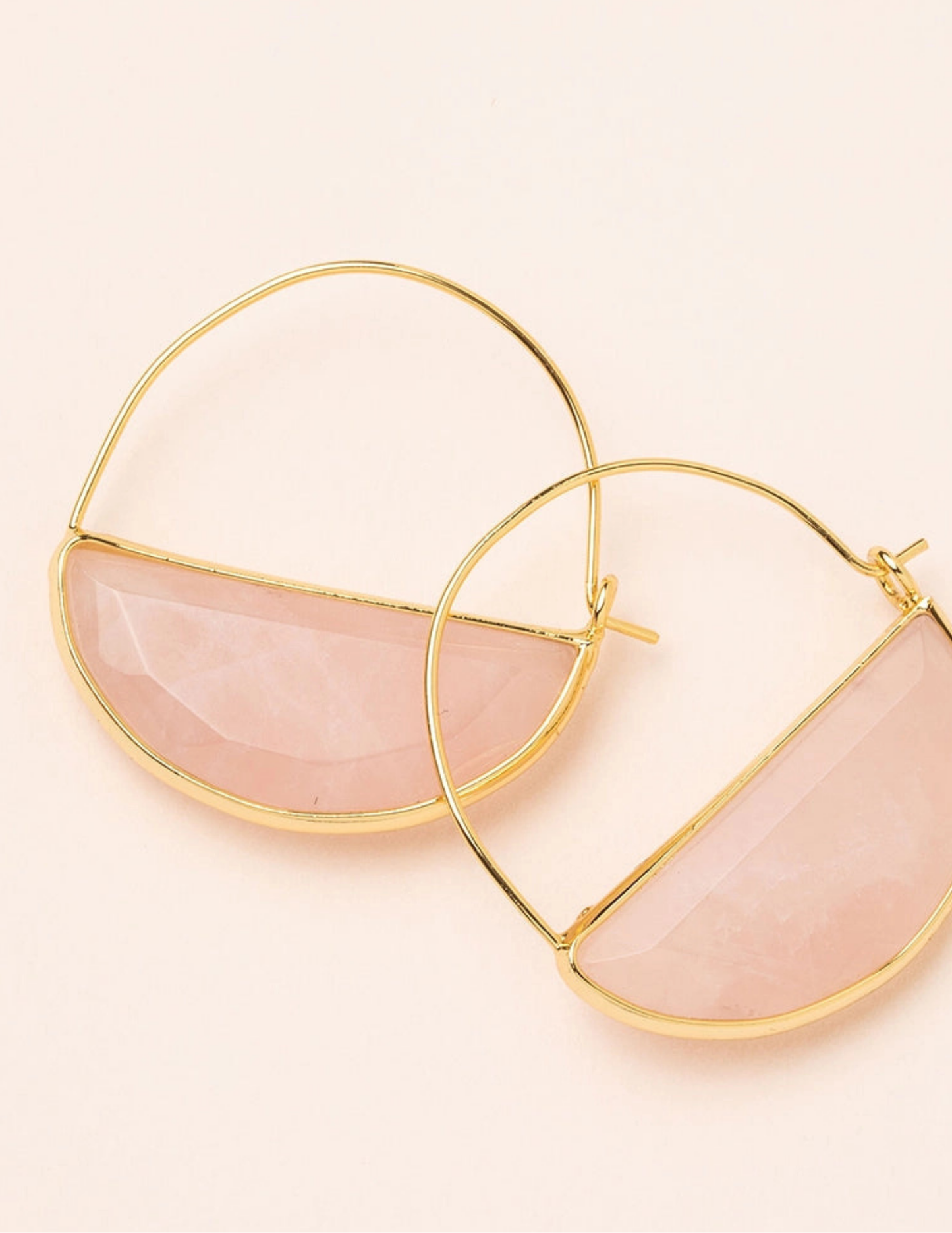 Stone Prism Hoop - Rose Quartz/Gold