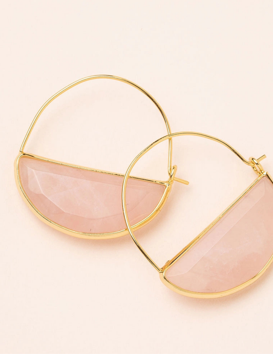 Stone Prism Hoop - Rose Quartz/Gold