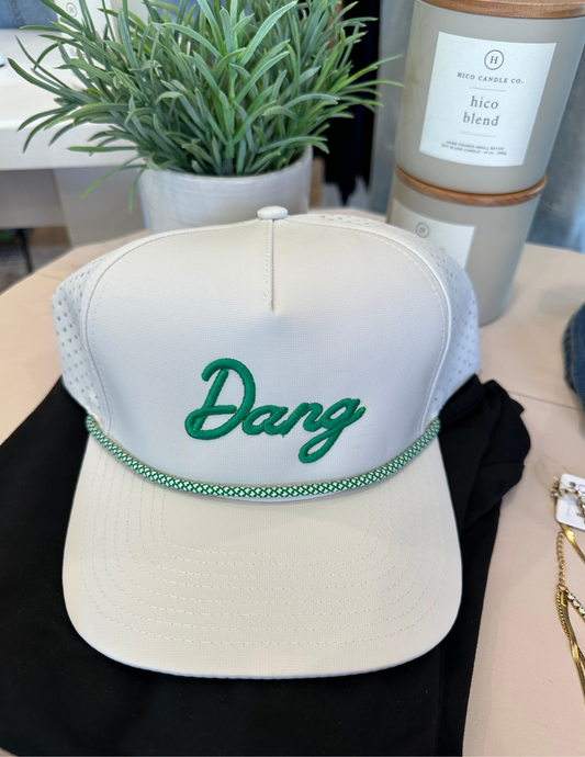 Blakhawk White Hat with Green Embroidery "Dang"