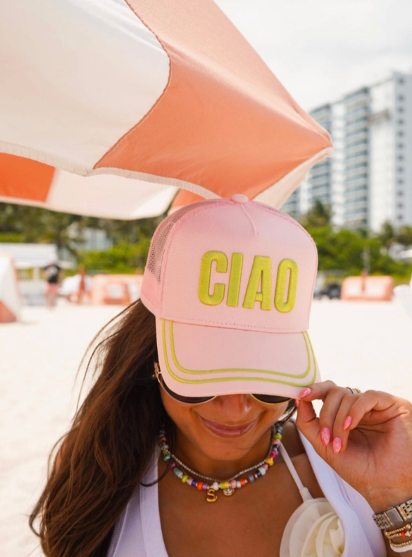 Ciao - Pink Canvas Trucker Hat