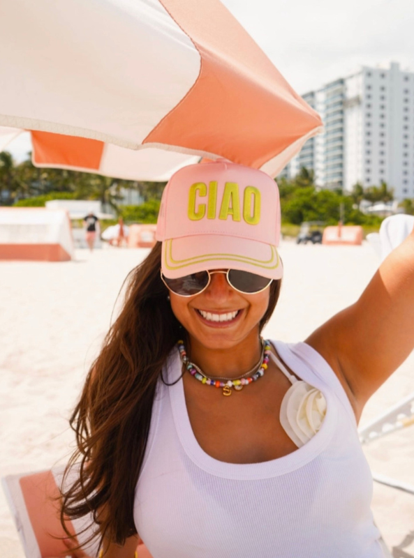 Ciao - Pink Canvas Trucker Hat