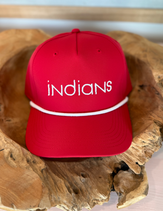 Indians Red Hat with White Stitching