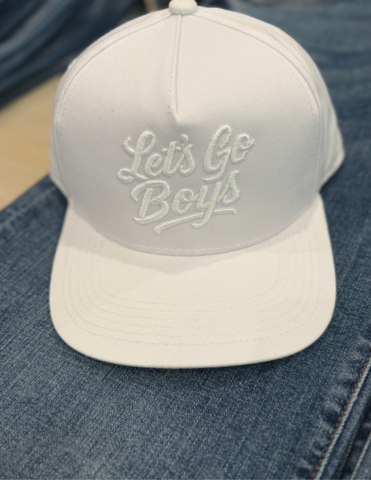 Let's Go Boys- White Hat/ White Embroidery - Tres Chic Boutique