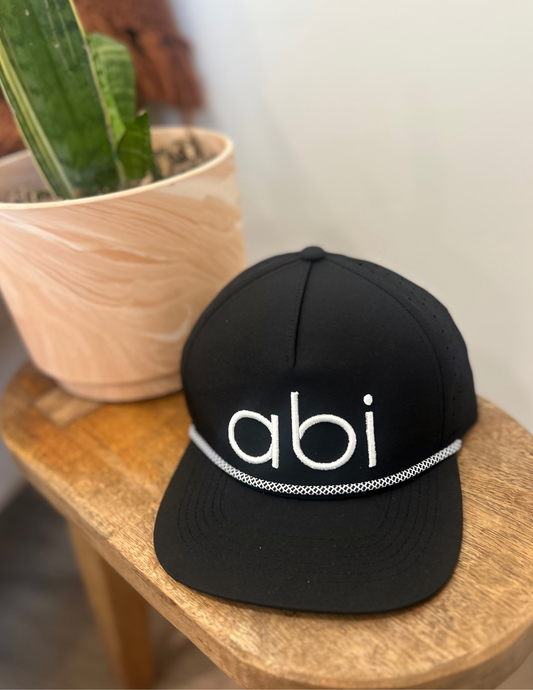 Lonestar Hat Black w/Herringbone Rope  White Embroidery abi