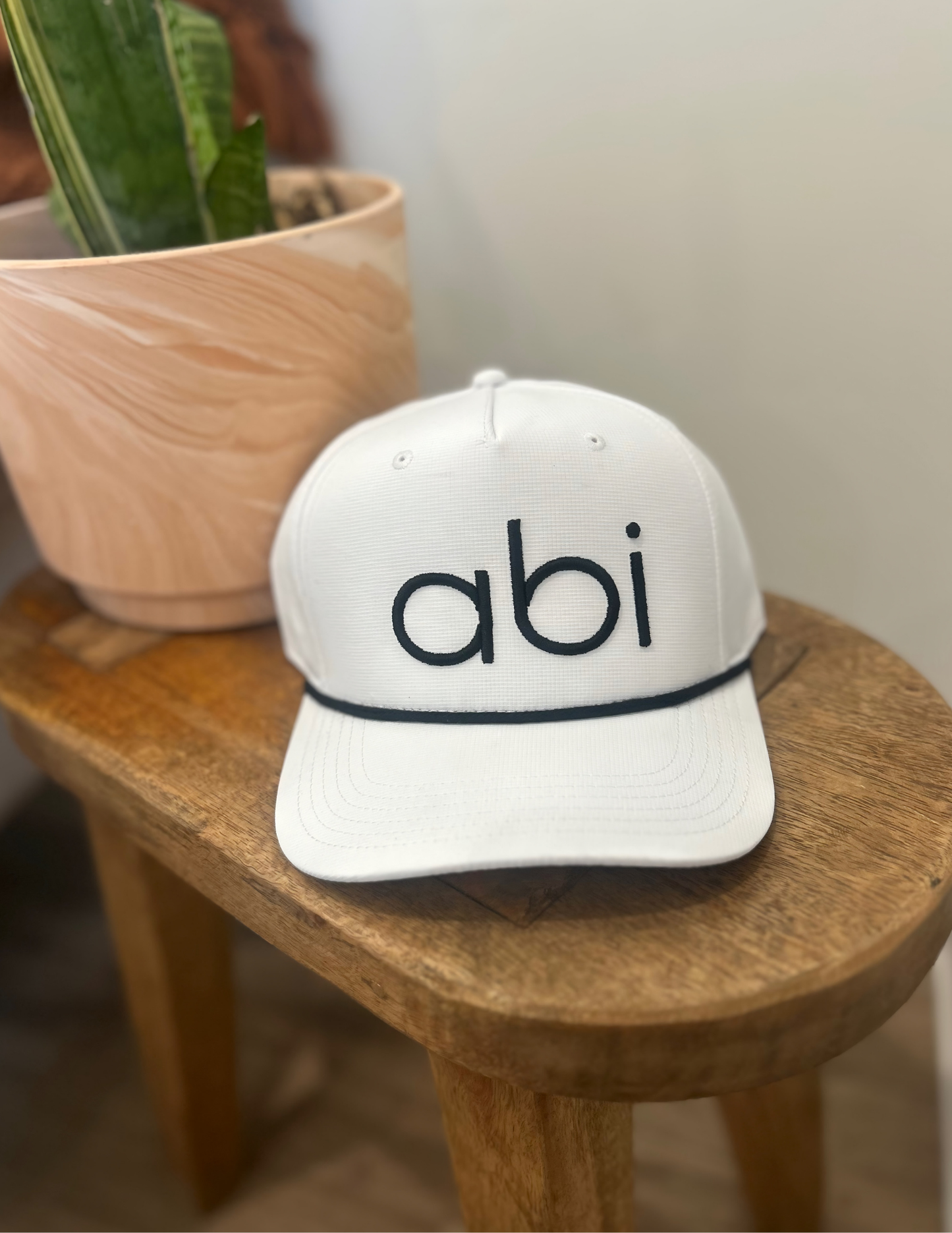 Lonestar Hat White w/Black Rope  Black Embroidery abi