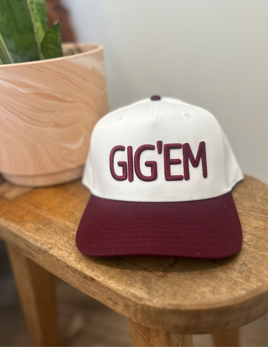 OTTO Hat White/Maroon w/Maroon GIG'EM