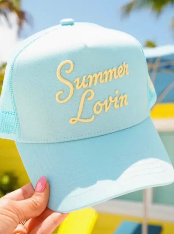 Summer Lovin - Baby Blue Canvas Trucker Hat