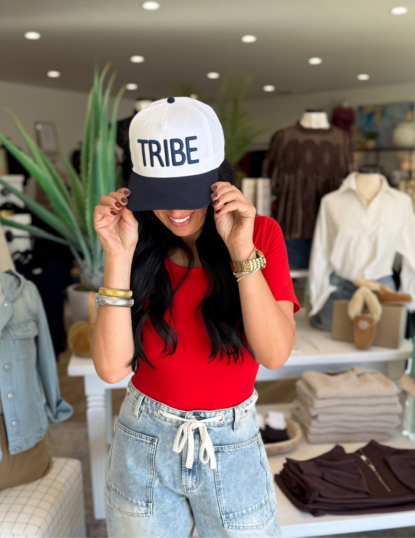 TRIBE Hat- White & Navy