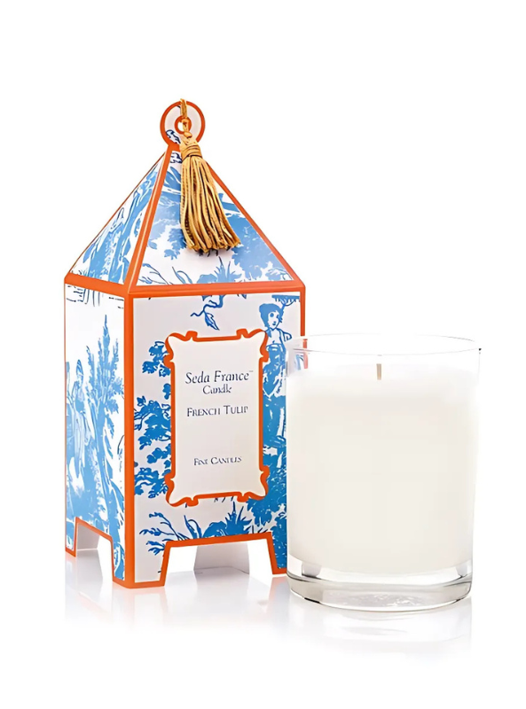 French Tulip Classic Toile Pagoda Box Candle