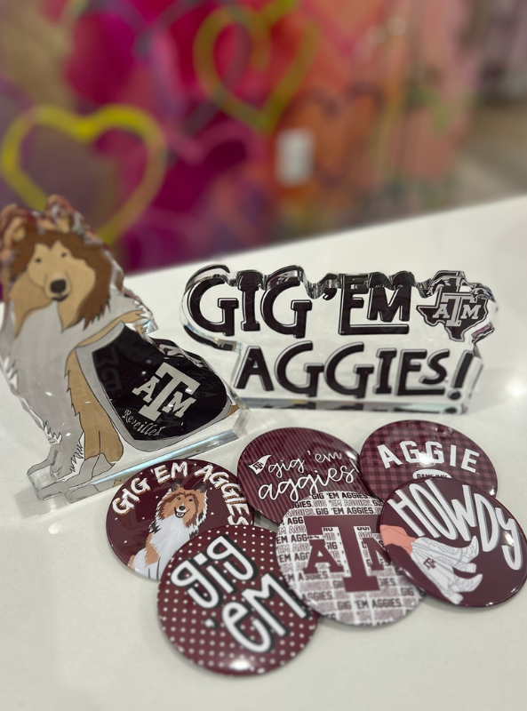 Gig 'Em Aggies Letter Acrylic Block Shelfie