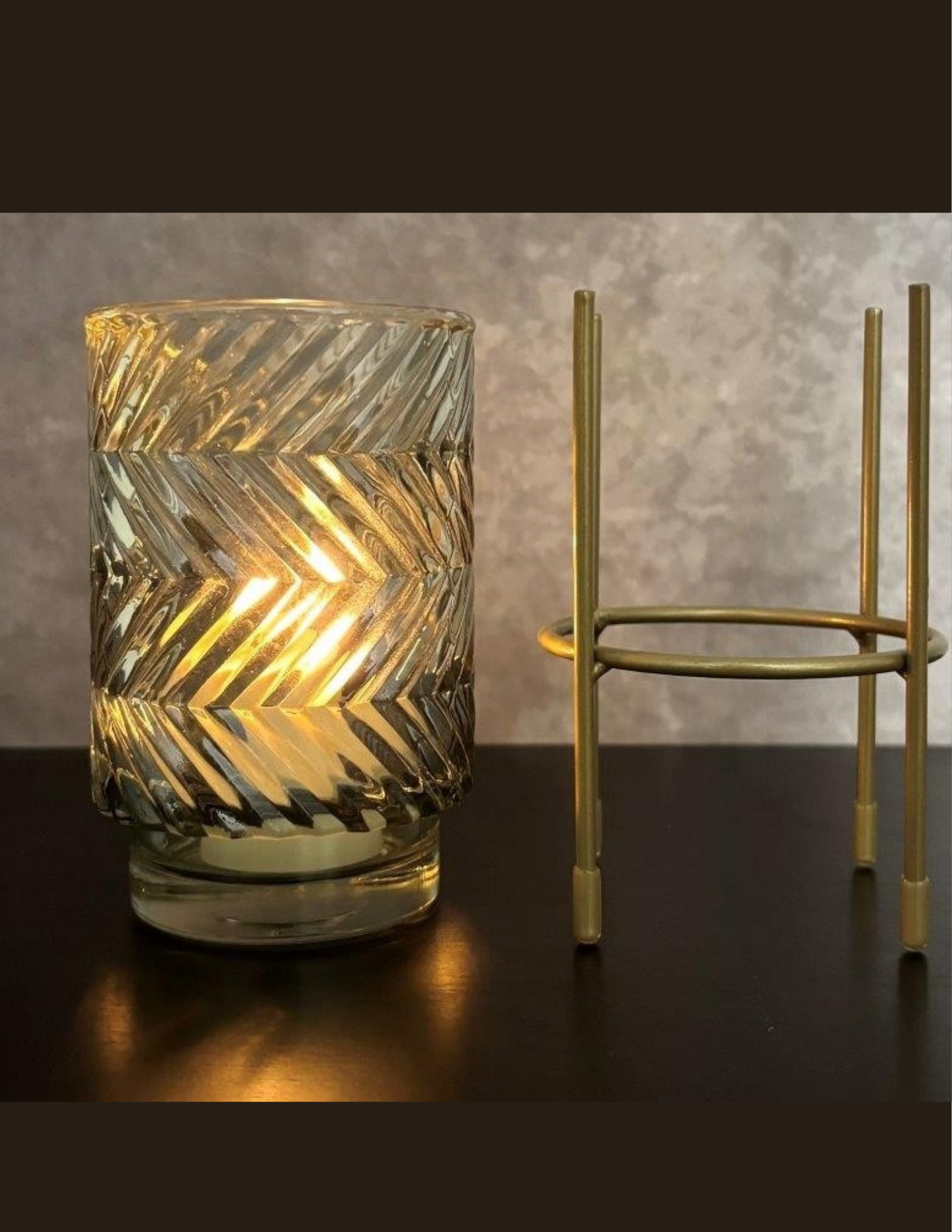 Smoky Grey Glass Candle Holder 3.5"D x 7"H