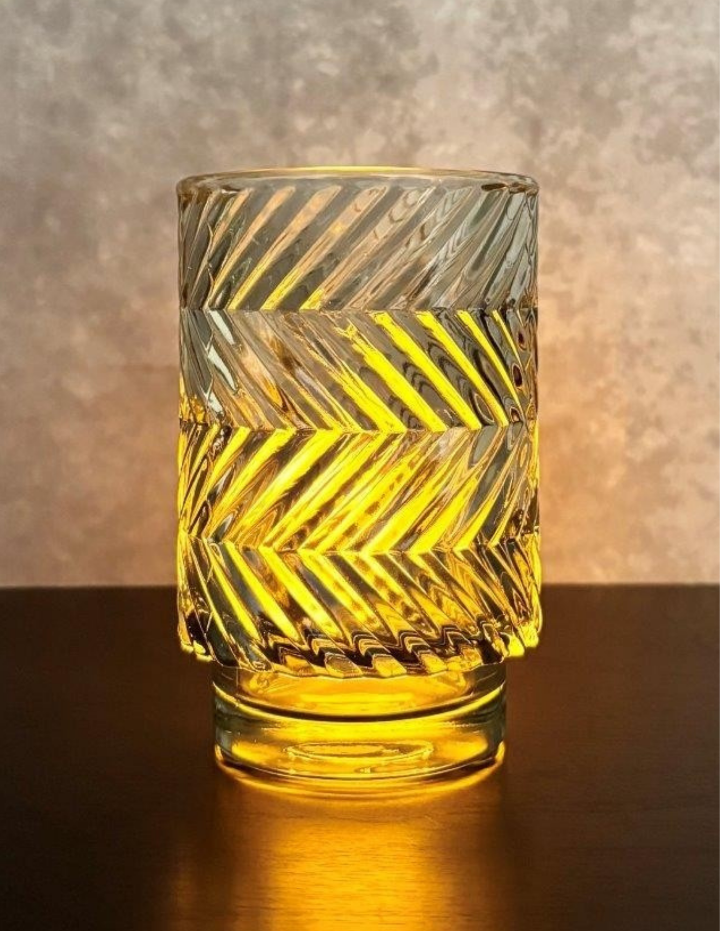 Smoky Grey Glass Candle Holder 3.5"D x 7"H