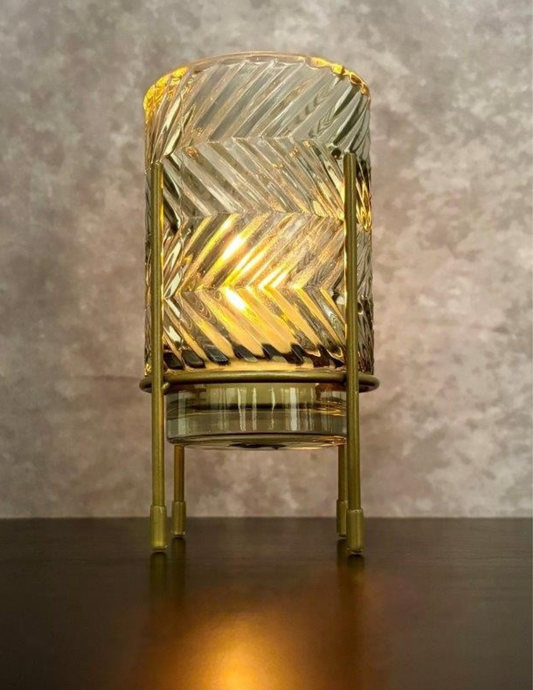 Smoky Grey Glass Candle Holder 3.5"D x 7"H