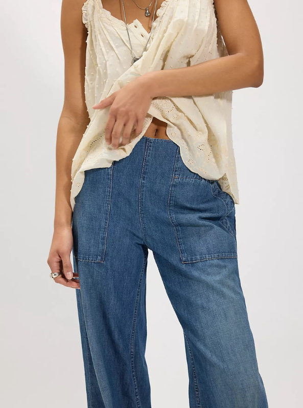 Free People | We The Free Breezy Denim Pull-On Jeans- Cobalt