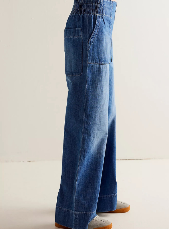 Free People | We The Free Breezy Denim Pull-On Jeans- Cobalt