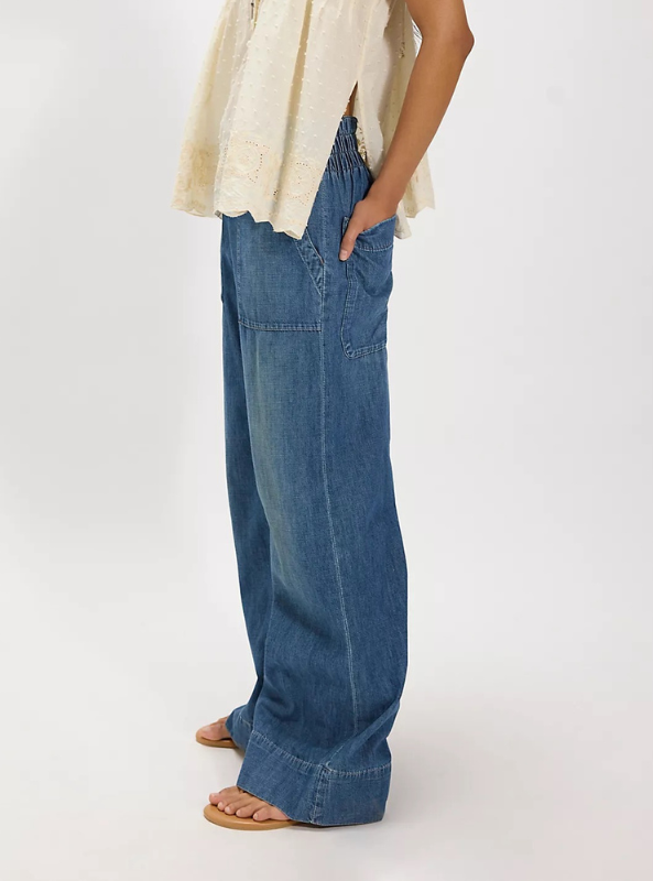 Free People | We The Free Breezy Denim Pull-On Jeans- Cobalt