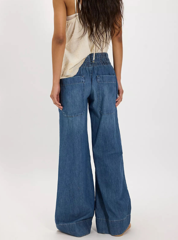 Free People | We The Free Breezy Denim Pull-On Jeans- Cobalt
