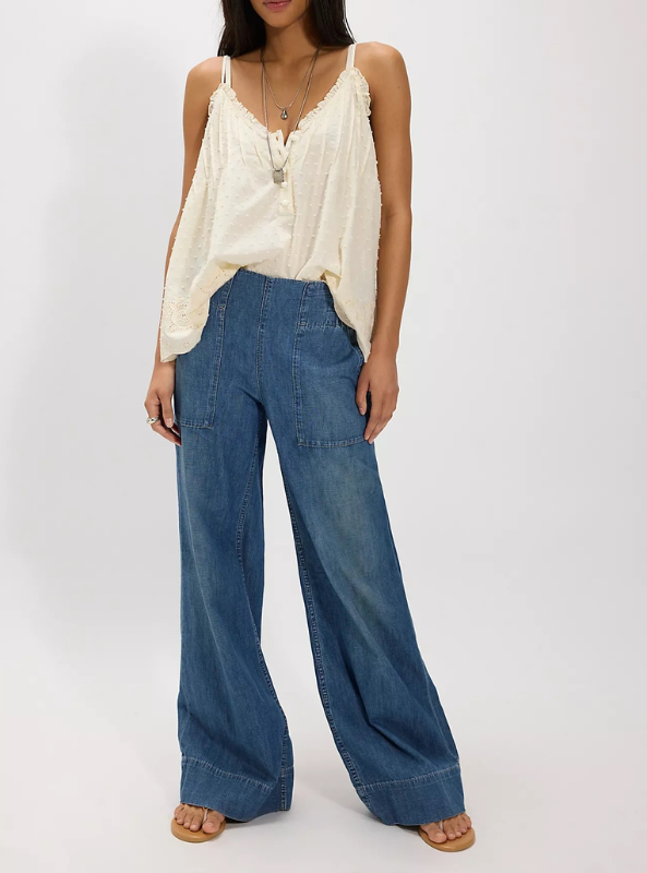 Free People | We The Free Breezy Denim Pull-On Jeans- Cobalt