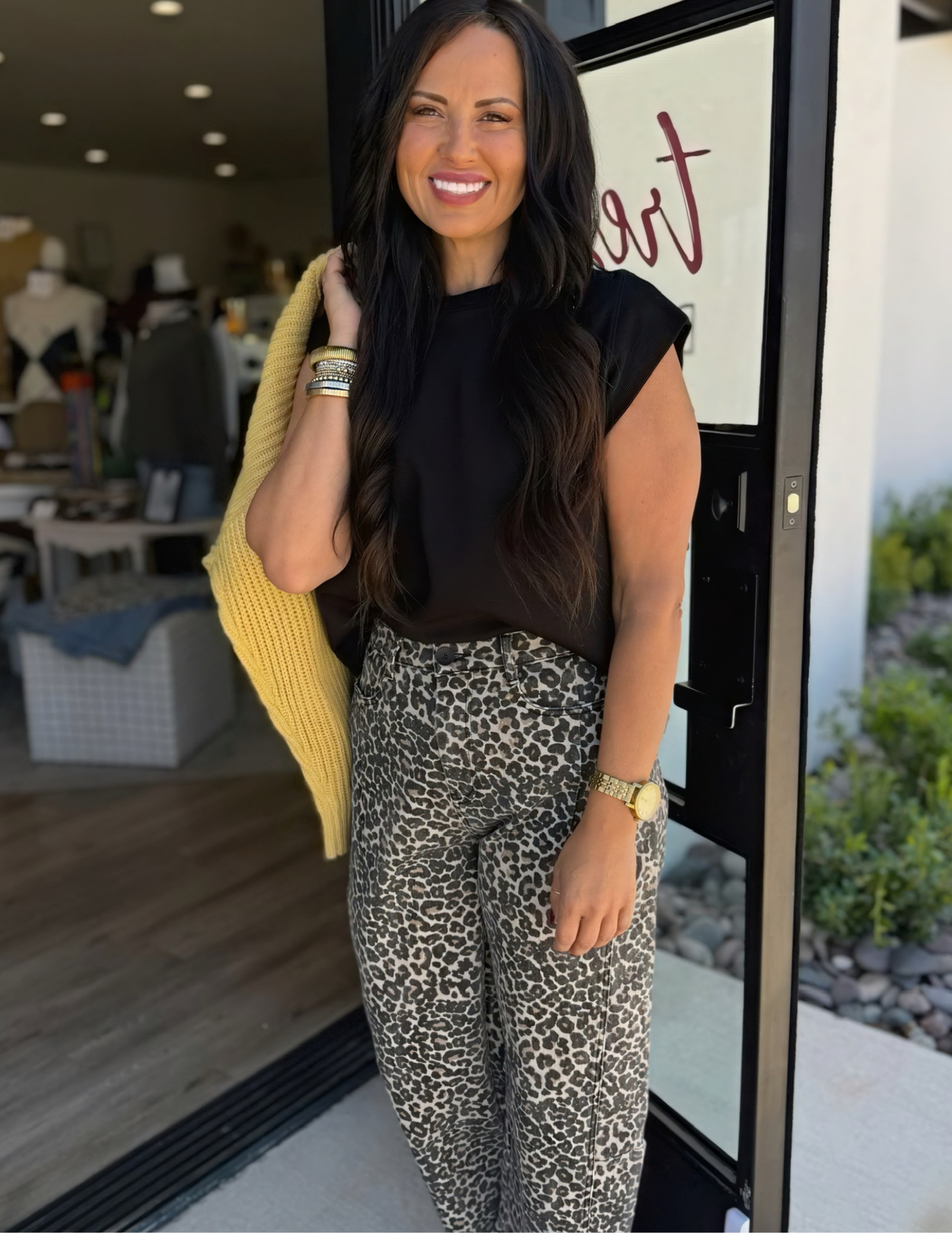Leopard Print Barrel Jeans