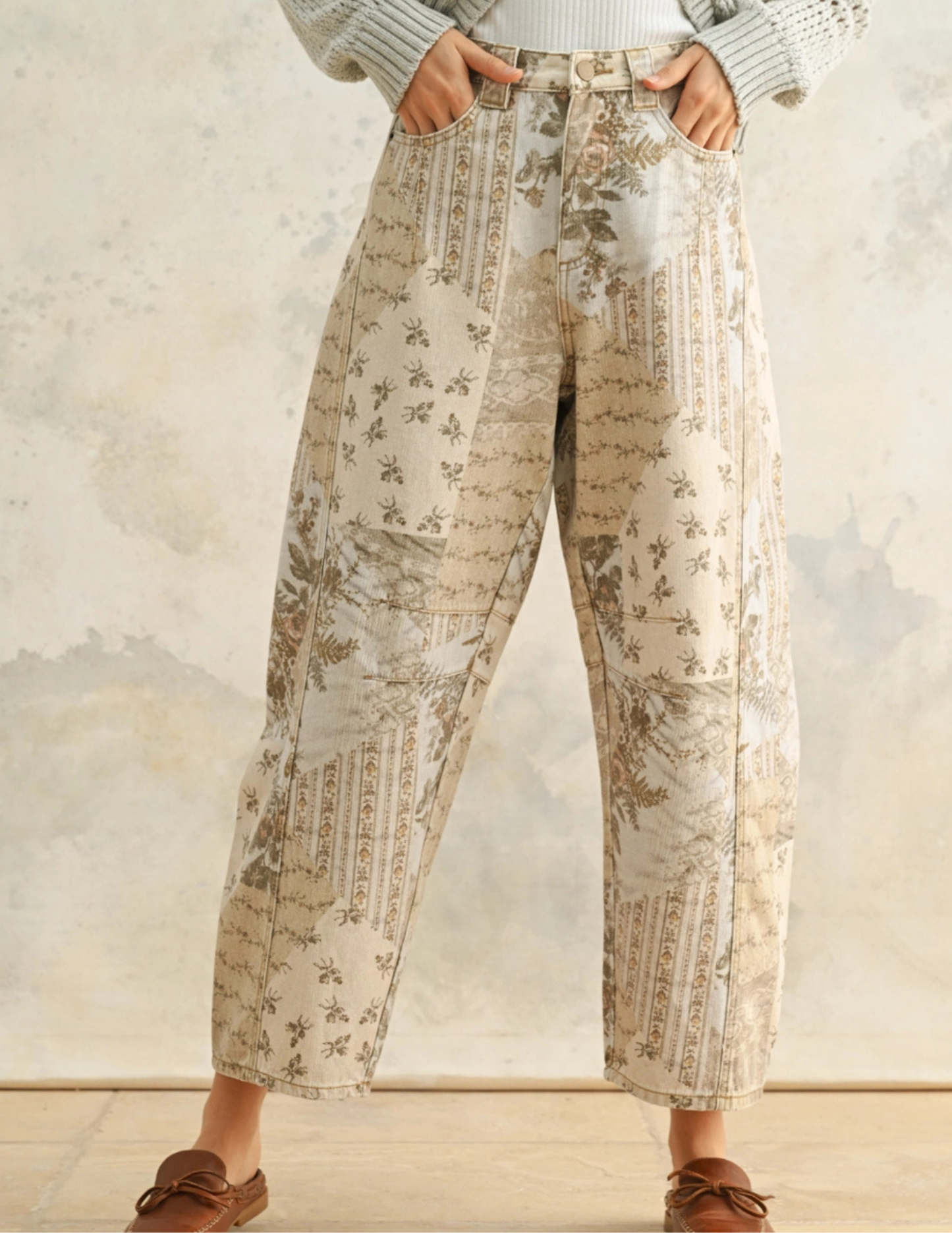 Multi Printed Barrel Pants