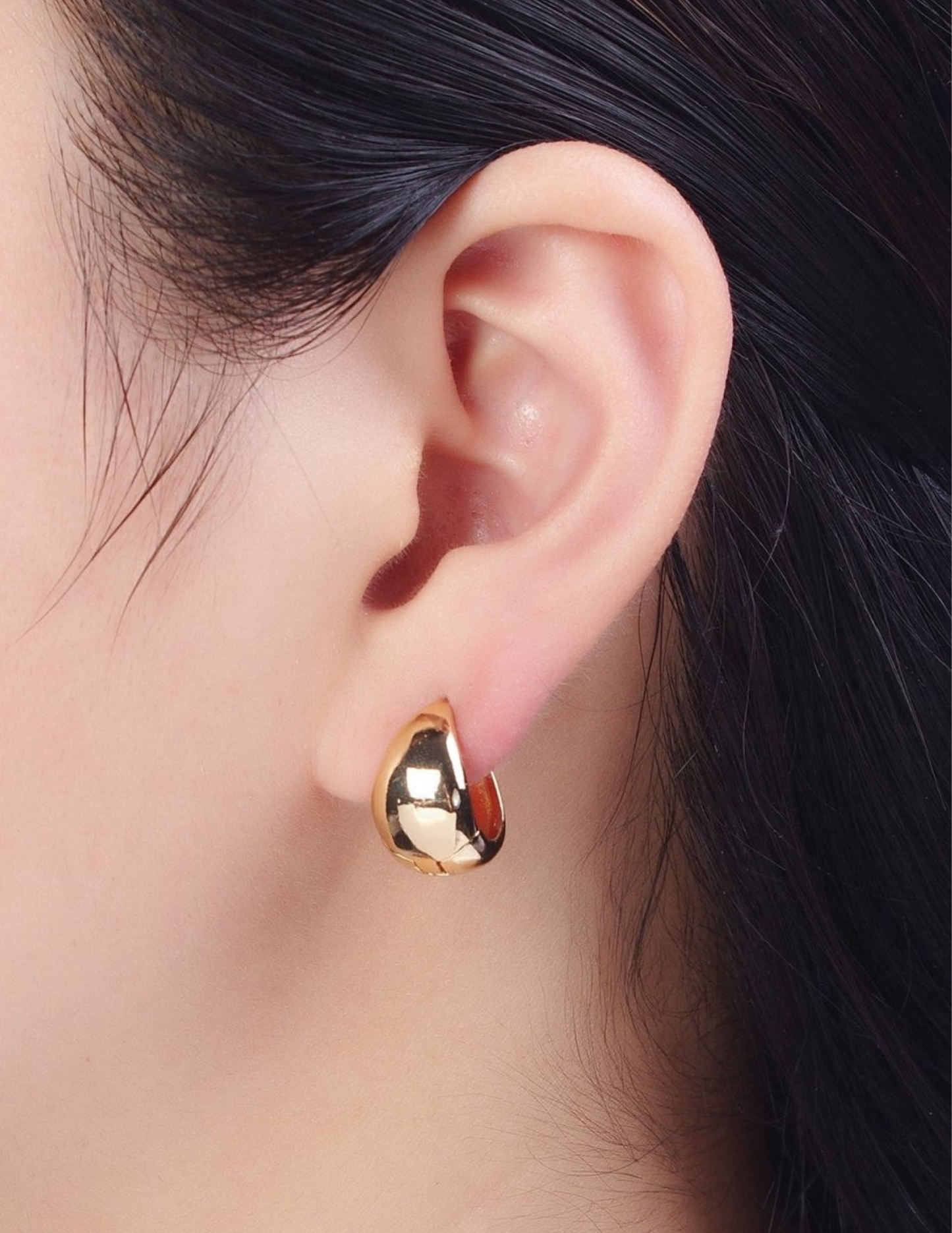 Wide Chubby Band Hoops Huggie Earrings