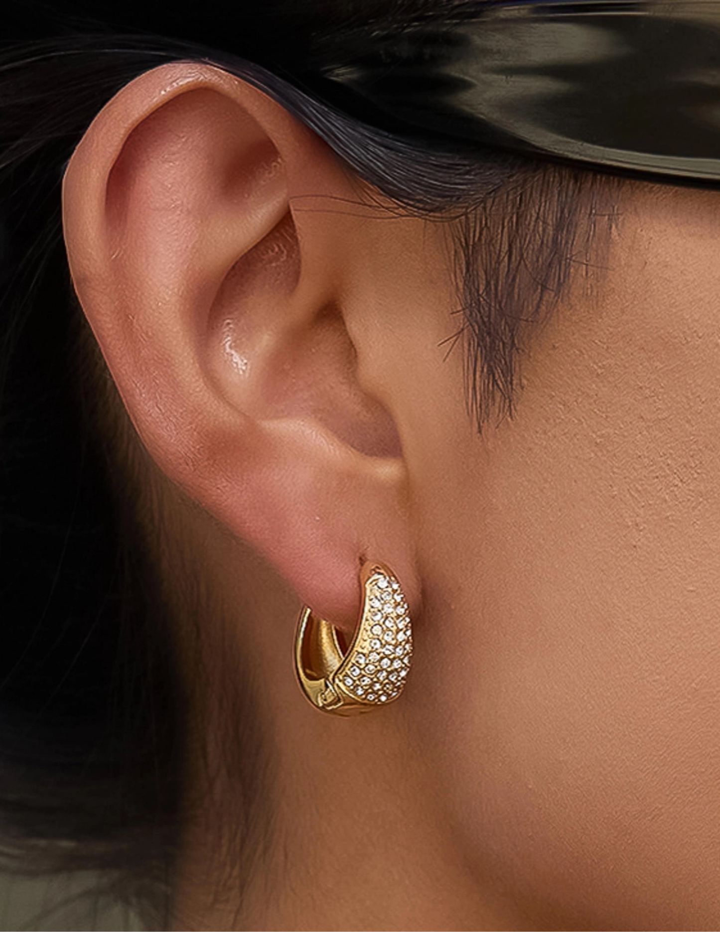 Aurven 18K Gold Non-Tarnish Crystal Teardrop Hoop Earrings