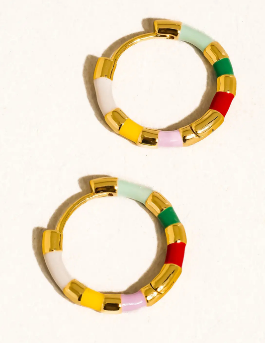 Avielle 18K Gold Vintage Enamel Hoop Earring - Tres Chic Boutique