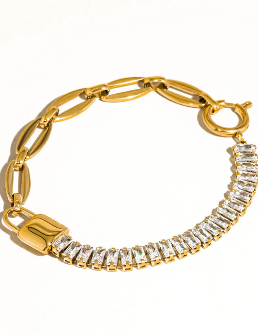 Benson 18K Gold Non-Tarnish Rhinestone Chain Bracelet - Tres Chic Boutique