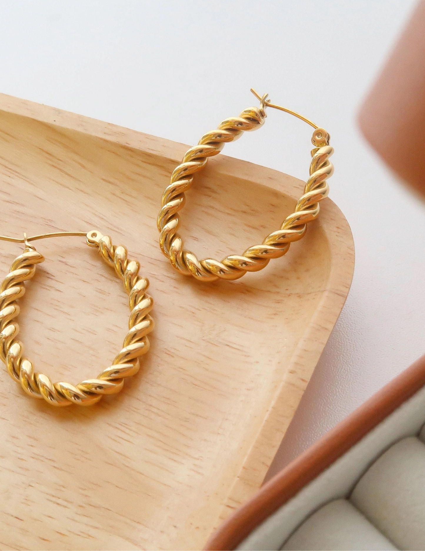 Brook Gold Non-Tarnish Braided Hoop Earring