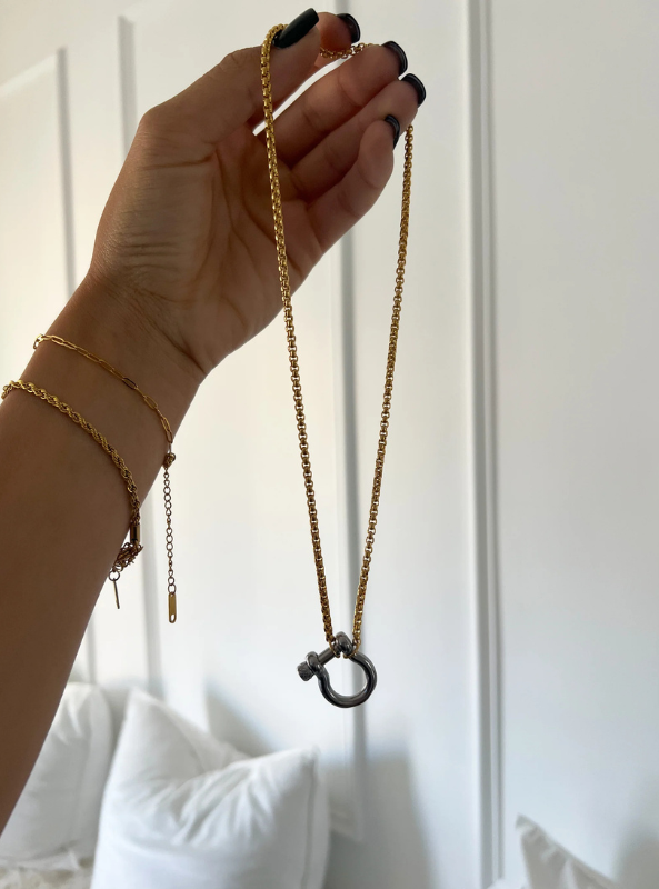 Gold + Gunmetal Necklace - Tres Chic Boutique