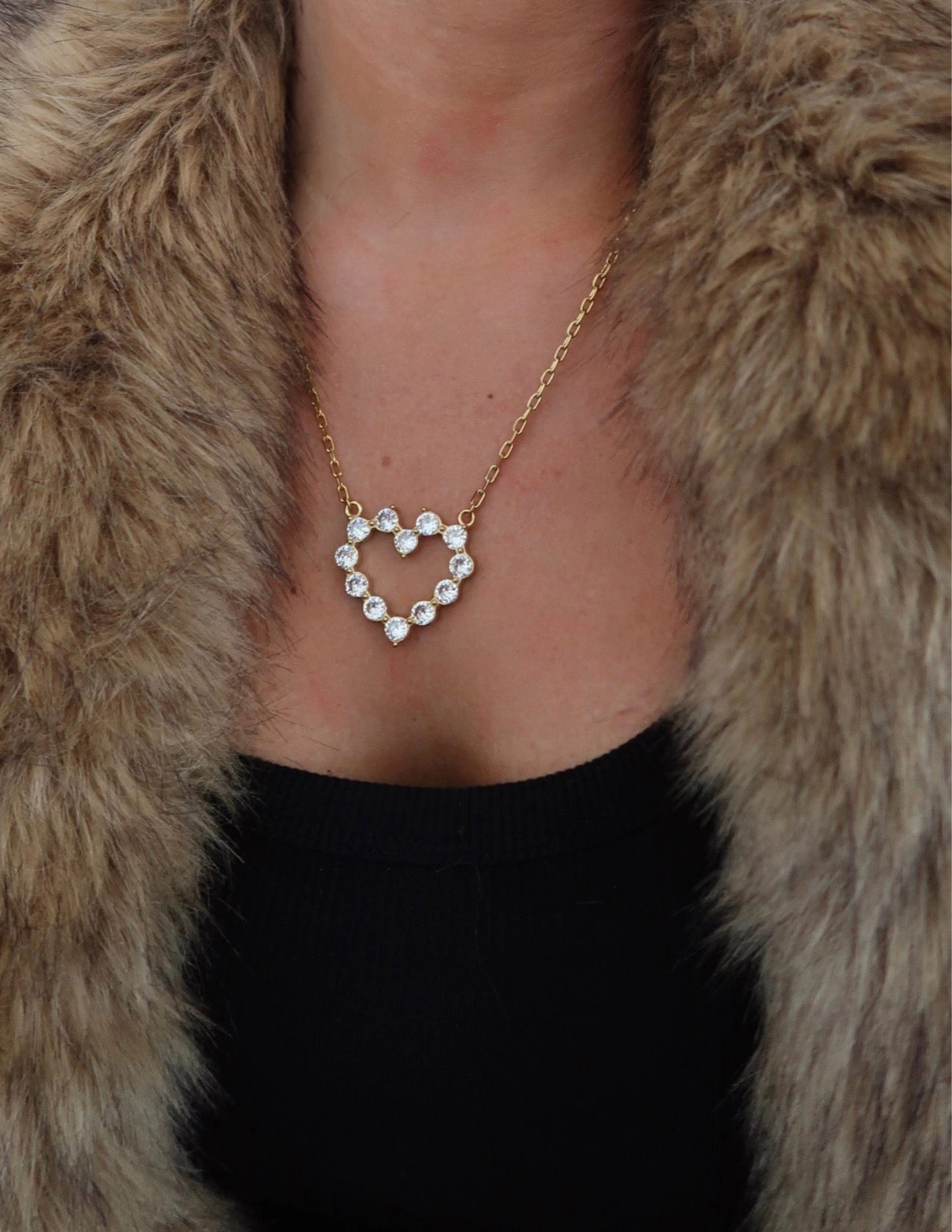 Large Diamond Heart Necklace ￼