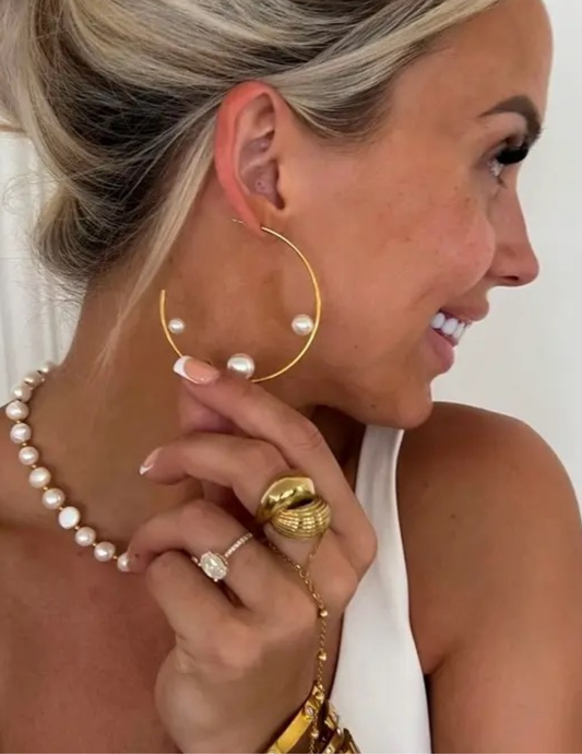 Large Pearl Hoops
