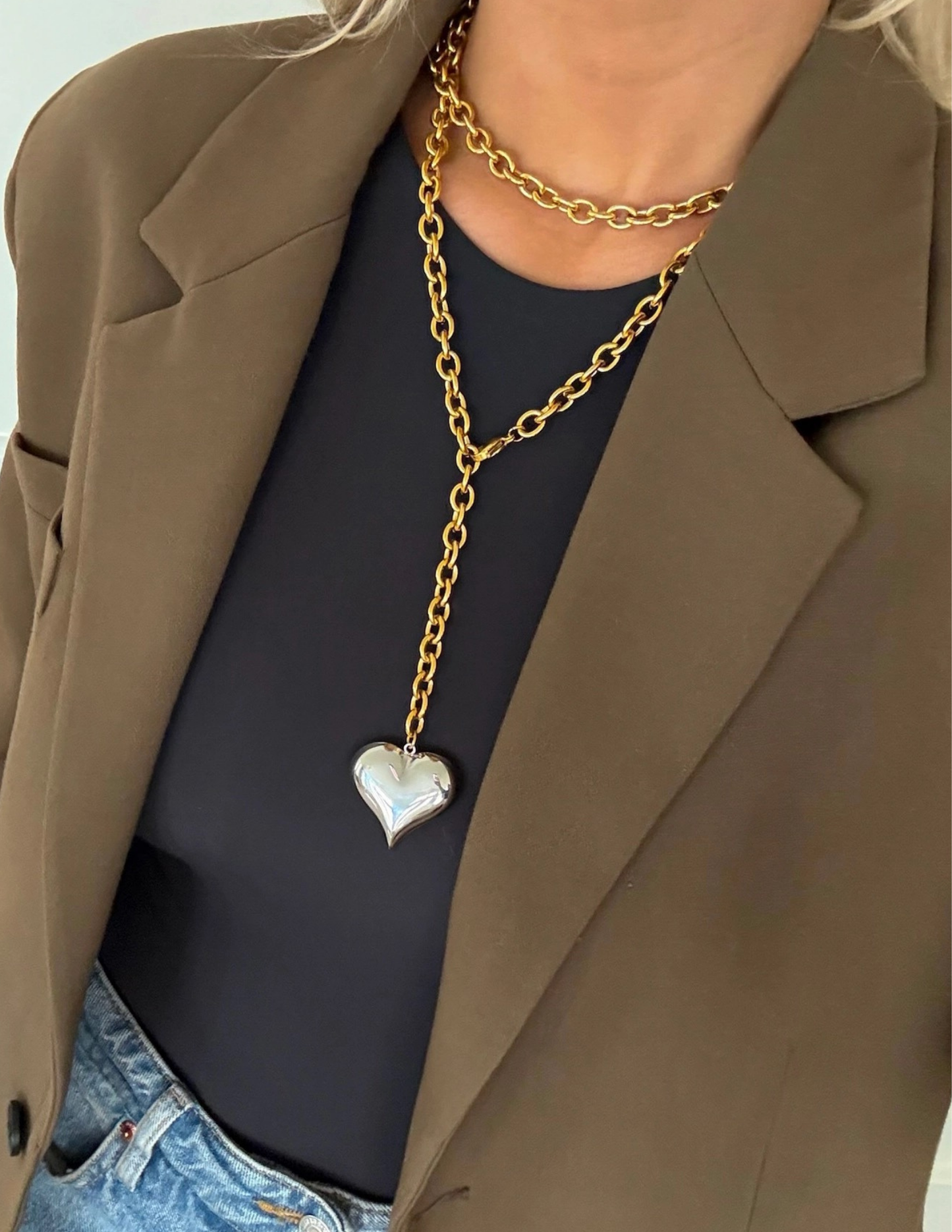 Two Toned Heart Necklace