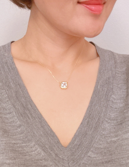 Cushion Cut Bezel Diamond Necklace