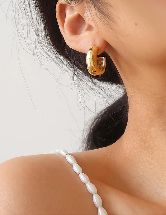 Demi 18K Gold Non-Tarnish Classic C Hoop Earring - Tres Chic Boutique