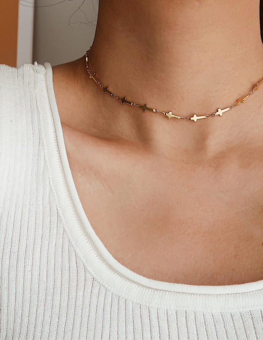 Dilara 18K Gold Non-Tarnish Cross Choker