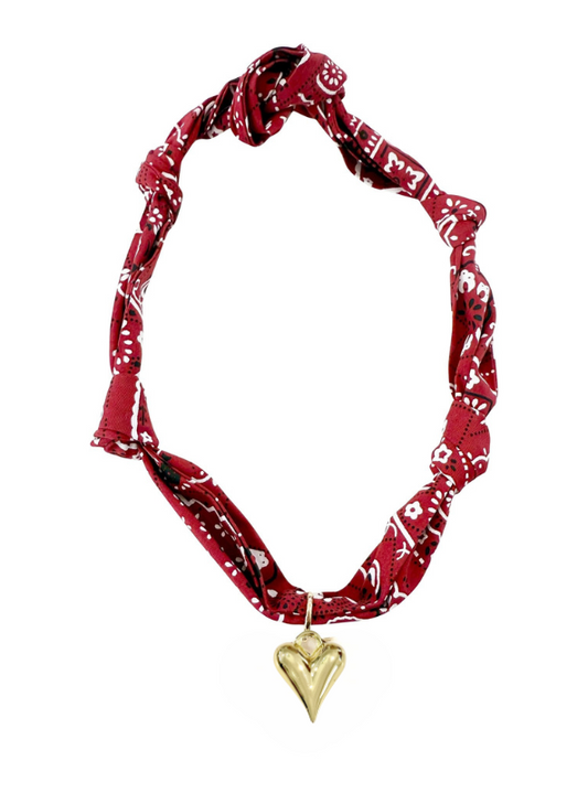 Happy Heart Red Scarf Necklace