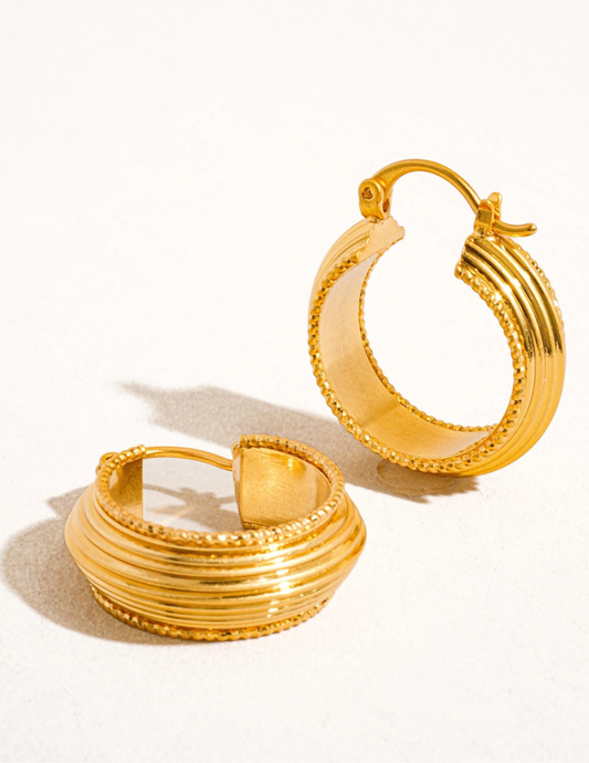 Irving 18K Gold Textured Hoop Earring