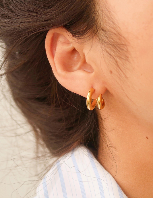 Maddison-Gold Non-Tarnish Double C Hoop Earring