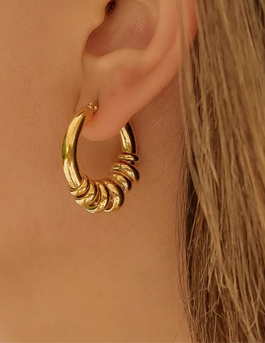 Novine 18K Gold Non-Tarnish Two Tone Hoop Earring - Tres Chic Boutique