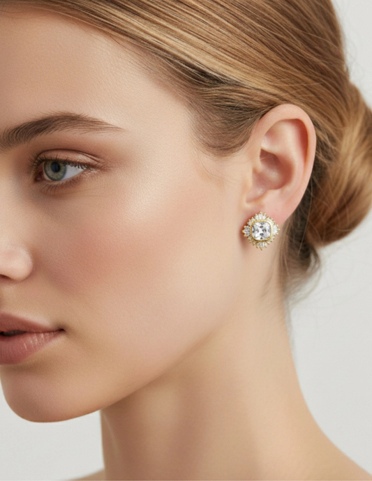 Radiant Crown Stud Earrings