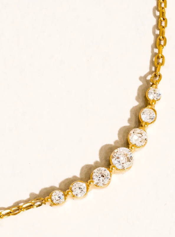 Remmi 18K Gold Non-Tarnish Crystal Station Chain Necklace