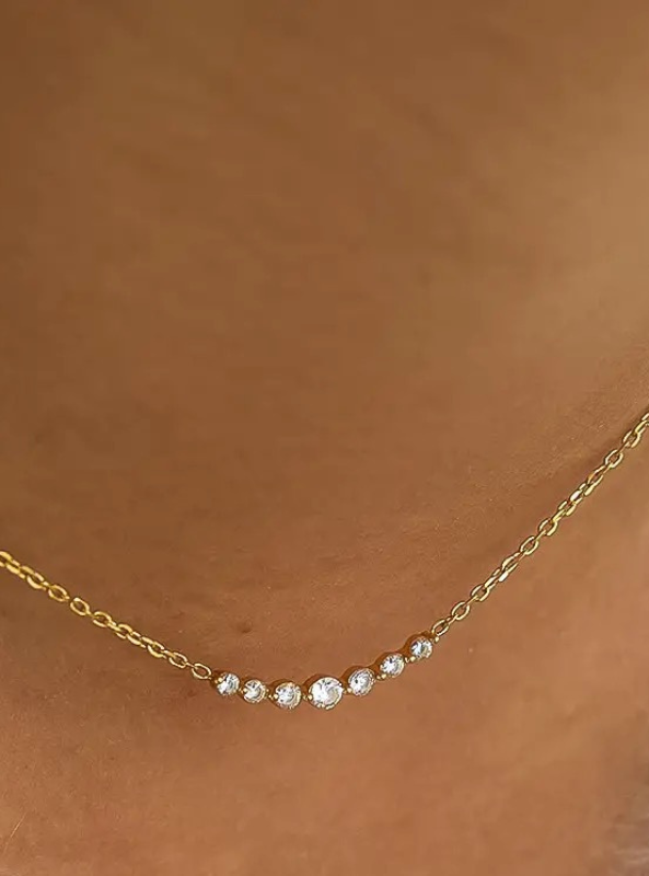 Remmi 18K Gold Non-Tarnish Crystal Station Chain Necklace