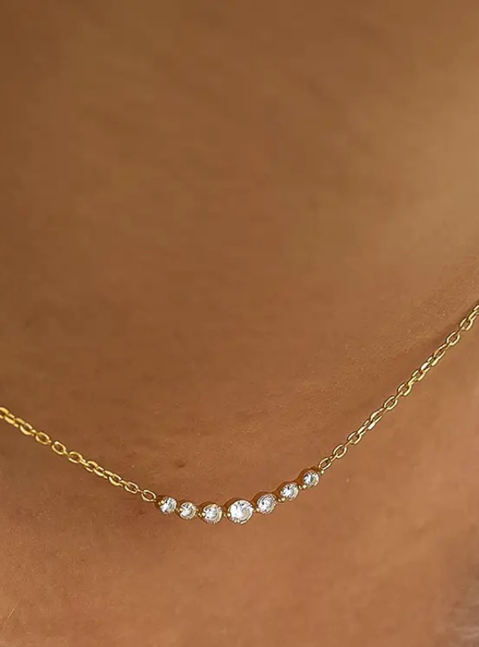 Remmi 18K Gold Non-Tarnish Crystal Station Chain Necklace