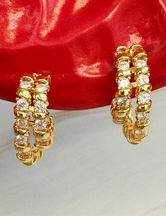 Spiral Sparkle Double Hoop Earrings